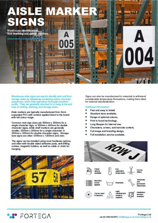 Aisle Marker Signs Info